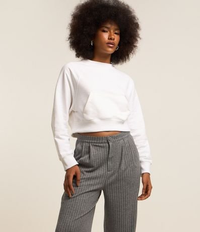 Pantalón Wide Leg en Algodón con Rayas de Riscas de Giz 3