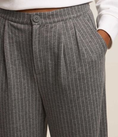 Pantalón Wide Leg en Algodón con Rayas de Riscas de Giz 4