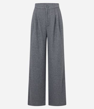 Pantalón Wide Leg en Algodón con Rayas de Riscas de Giz 5