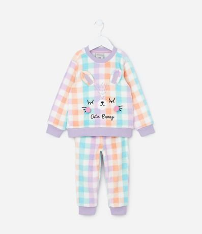 Pijama Infantil en Fleece con Bordado de Carita - Talle 2 a 4 años