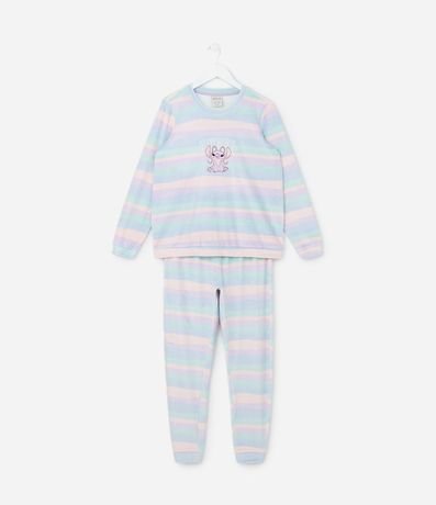 Pijama Largo Infantil en Plush con Bordado Angel - Talle 5 a 14 años