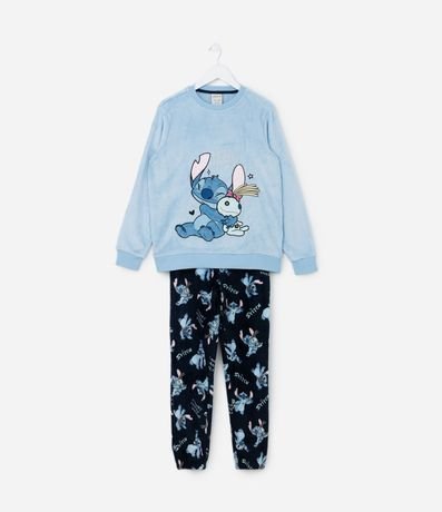 Pijama Infantil en Fleece con Bordado Stitch y Xepa - Talle 5 a 14 años