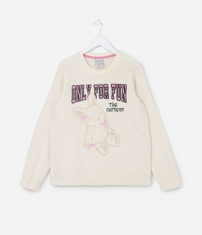 Pijama Largo Infanril en Fleece con Bordado de Coneja y Lacitos - Talle 5 a 14 años 2