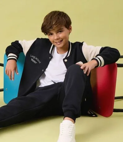 Campera Bomber Infantil con Recortes Contrastante - Talle 5 a 14 años 2