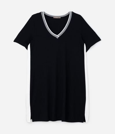 Vestido en Viscosa con Cuello V de Punto Curve & Plus Size 4