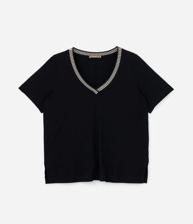 Blusa en Viscosa con Escote V con Detalles Curve & Plus Size 4