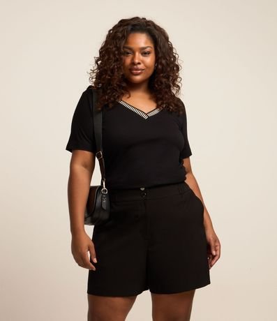 Blusa en Viscosa con Escote V con Detalles Curve & Plus Size 2