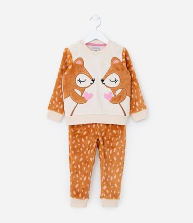 Pijama Infantil en Fleece con Bordado de Zorrillos - Talle 2 a 4 años