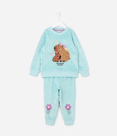 Pijama Infantil en Plush con Bordado de Carpinchos - Talle 2 a 4 años