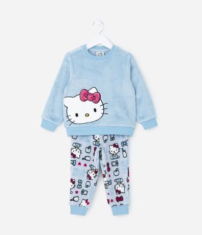 Pijama Infantil en Fleece con Bordado Hello Kitty con Lazo - Talle 2 a 14 años