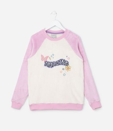 Pijama Infantil en Fleece con Bordado Lettering Amazing - Talle 5 a 14 años 2