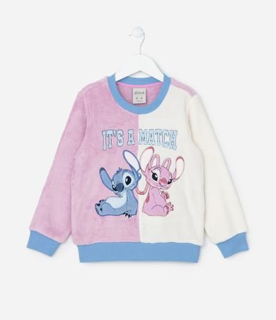 Pijama Infantil en Fleece con Bordado Angel y Stitch - Talle 5 a 14 años 2