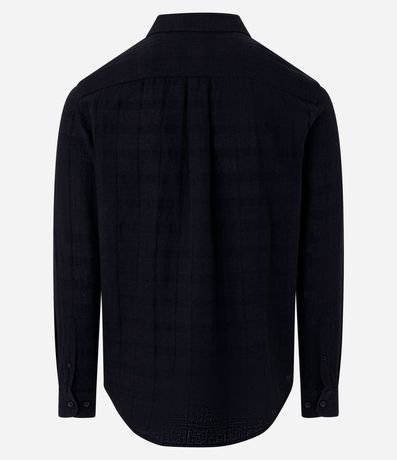 Camisa Regular en Lino con Textura Grid y Manga Larga 4