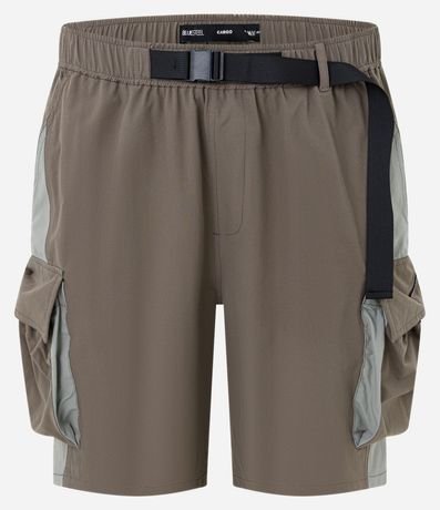 Bermuda Baggy con Cintura Elástica Cinturón Ajustable y Bolsillo Cargo 2