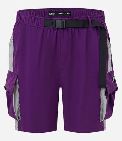 Bermuda Baggy con Cintura Elástica Cinturón Ajustable y Bolsillo Cargo 2