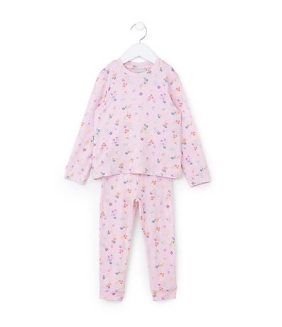 Pijama Largo Infantil con Estampa Floral - Talle 2 a 4 años