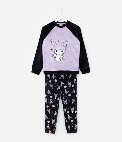 Pijama Infantil en Fleece con Bordado de Kuromi -  Talle 5 a 14 años