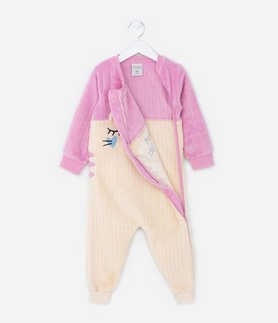 Pijama Jumper Infantil en Fleece con Bordado Gatita - Talle 1 a 4 años 2