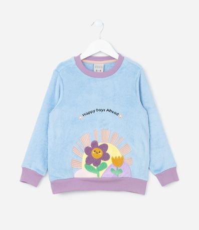 Pijama Infantil en Fleece con Bordado Flor - Talle 2 a 6 años 2
