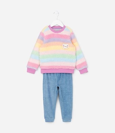 Pijama Infantil en Sherpa con Bordado Animalito - Talle 1 a 6 años
