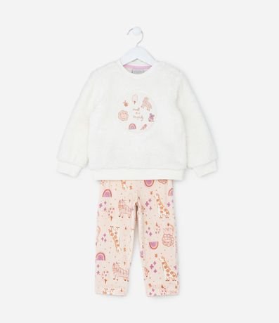 Pijama Infantil en Fleece con Estampa Animalitos - Talle 2 a 4 años