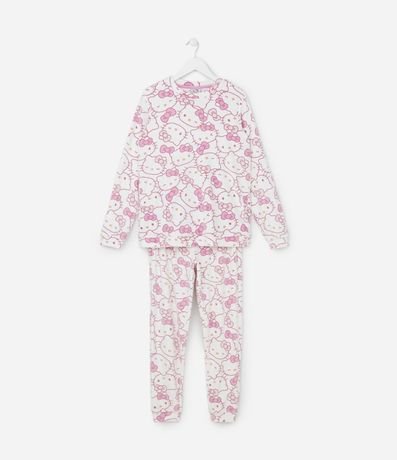 Pijama Infantil en Plush con Estampa Hello Kitty - Talle 4 a 14 años
