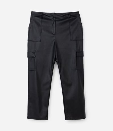 Pantalón Recto en Material Sintético con Bolsillo Cargo Curve & Plus Size 5