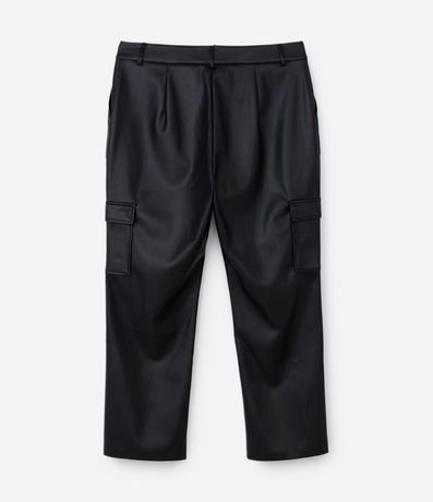 Pantalón Recto en Material Sintético con Bolsillo Cargo Curve & Plus Size 6