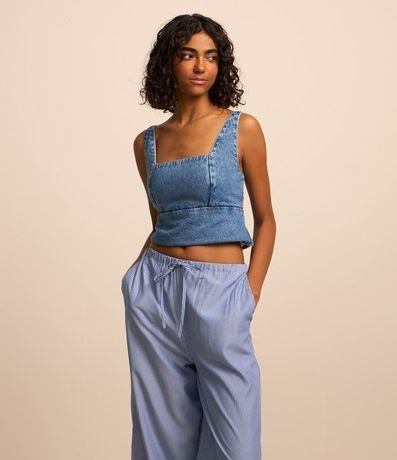 Pantalón en Tricolina Rayada y Lazo en la Cintura 2