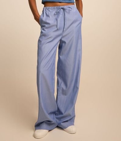 Pantalón en Tricolina Rayada y Lazo en la Cintura 3