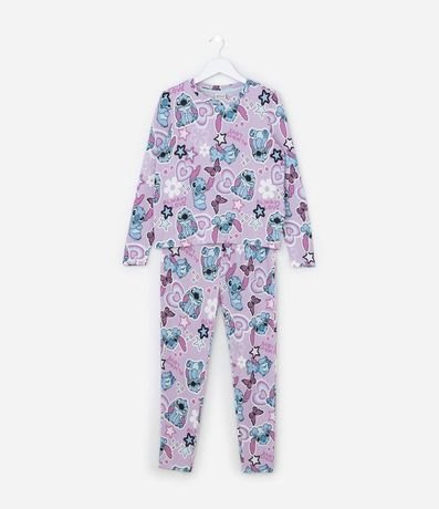 Pijama Infantil en Punto con Estampa de Stitch - Talle 5 a 14 años