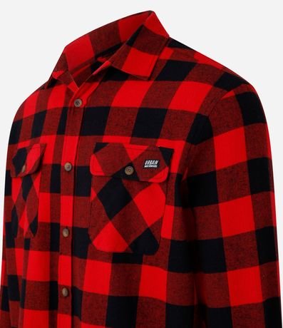 Camisa Comfort en Franela con Estampa de Cuadros con Bolsillo 7