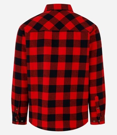 Camisa Comfort en Franela con Estampa de Cuadros con Bolsillo 8