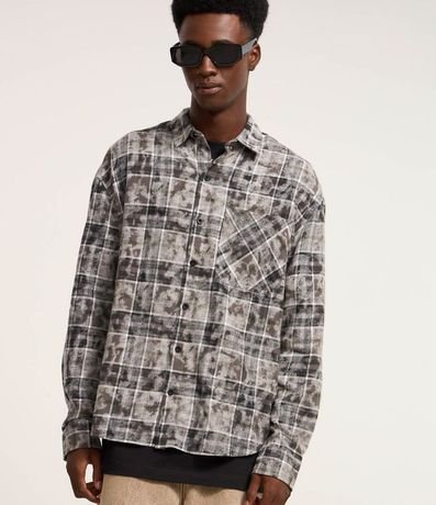 Camisa Comfort en Franela con Estampa de Cuadros con Bolsillo 3