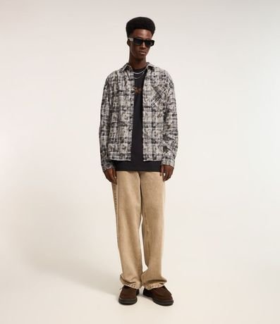 Camisa Comfort en Franela con Estampa de Cuadros con Bolsillo 5