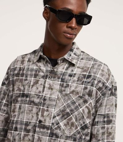 Camisa Comfort en Franela con Estampa de Cuadros con Bolsillo 6