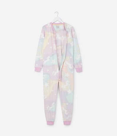 Pijama Jumper Infantil en Plush con Estampa Unicórnio - Talle 3 a 12 años 2