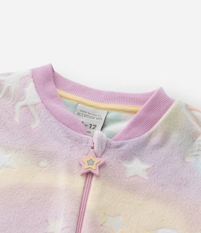 Pijama Jumper Infantil en Plush con Estampa Unicórnio - Talle 3 a 12 años 5