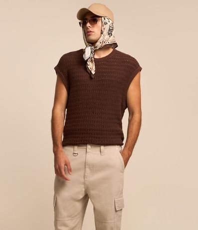 Pantalón Baggy en Sarga con Pespuntes Contrastantes 3