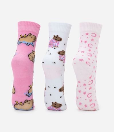 Kit 03 Medias Infantiles con Estampado Carpincho - Talle 23 al 34 3