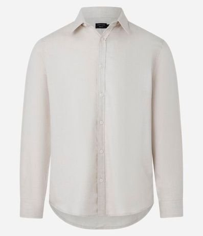 Camisa en Algodón con Botones Delanteros y Efecto Melange