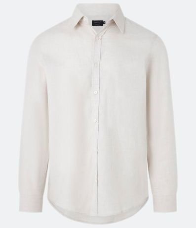 Camisa en Algodón con Botones Delanteros y Efecto Melange