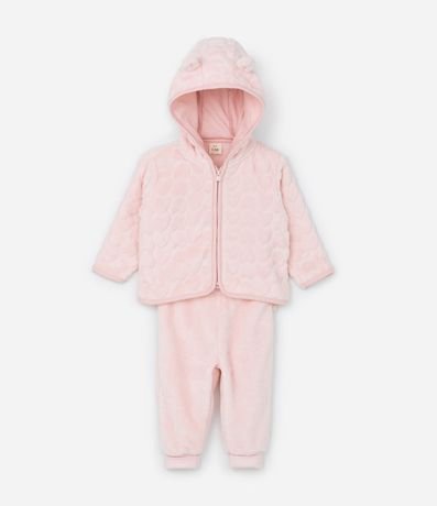Conjunto Infantil en Fleece Texturizado - Talle 0 a 18 meses