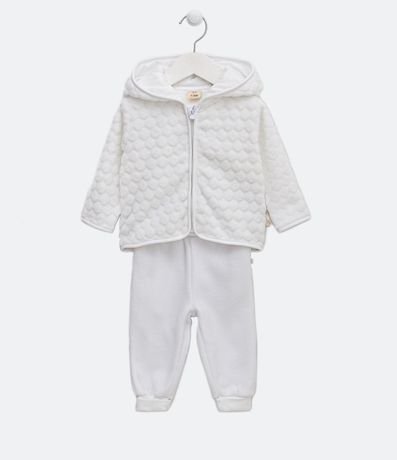 Conjunto Infantil con Capucha y Textura de Lunares - Talle 0 a 18 meses