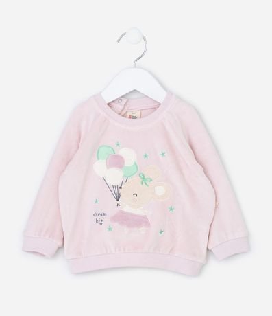 Conjunto Infantil en Plush con Bordado Ratón- Talle 0 a 18 meses 2