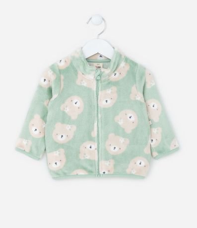 Conjunto Largo Infantil en Fleece Estampado de Osita - Talle 0 a 18 meses 2