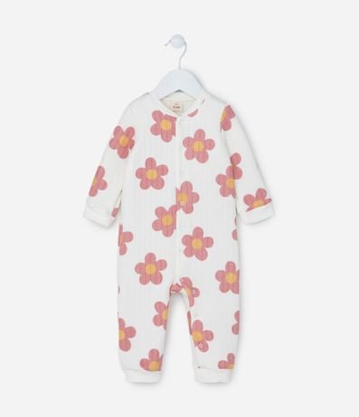 Mono Infantil Capitoneado con Estampa Floral - Talle 0 a 18 meses