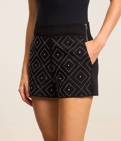 Short Corto en Bengalina con Cierre Track y Brillos Aplicados 2