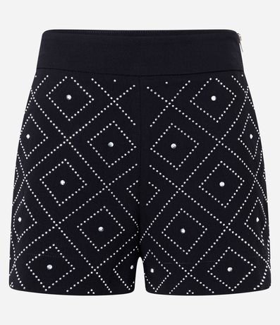 Short Corto en Bengalina con Cierre Track y Brillos Aplicados 5