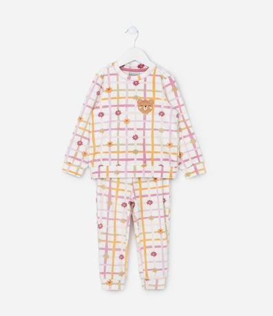 Pijama Infantil en Plush con Estampa Osito y de Cuadros - Talle 2 a 4 años